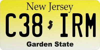 NJ license plate C38IRM