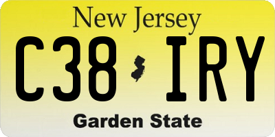 NJ license plate C38IRY