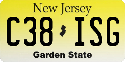 NJ license plate C38ISG