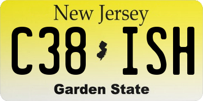 NJ license plate C38ISH