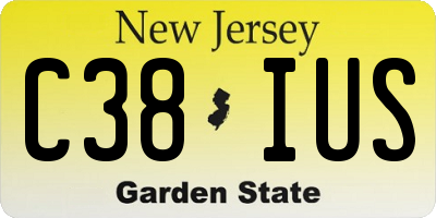 NJ license plate C38IUS