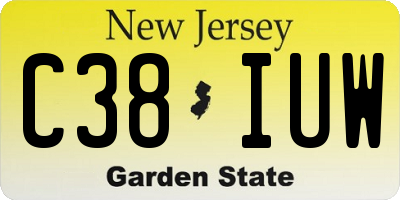 NJ license plate C38IUW