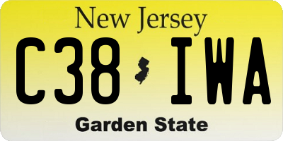 NJ license plate C38IWA