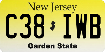 NJ license plate C38IWB