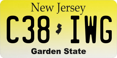 NJ license plate C38IWG