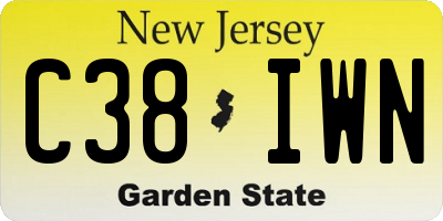 NJ license plate C38IWN