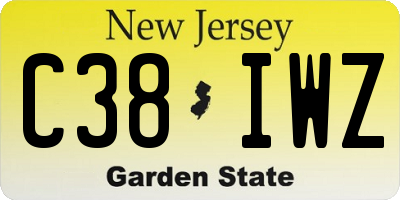 NJ license plate C38IWZ