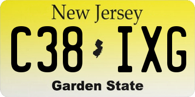 NJ license plate C38IXG