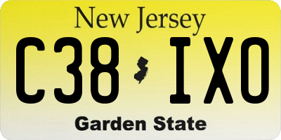 NJ license plate C38IXO