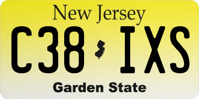 NJ license plate C38IXS
