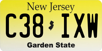 NJ license plate C38IXW