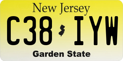 NJ license plate C38IYW