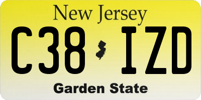 NJ license plate C38IZD