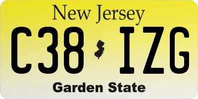 NJ license plate C38IZG