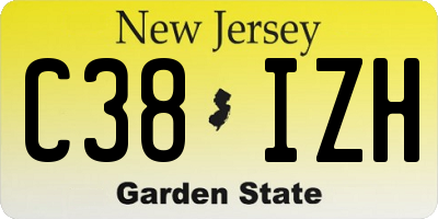 NJ license plate C38IZH
