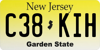 NJ license plate C38KIH