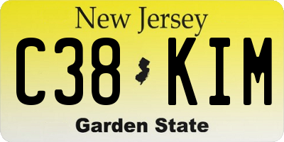 NJ license plate C38KIM