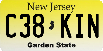 NJ license plate C38KIN