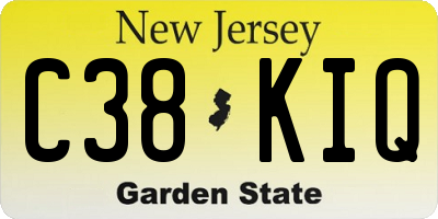 NJ license plate C38KIQ
