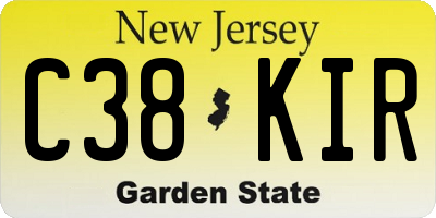 NJ license plate C38KIR