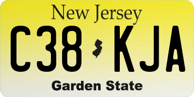 NJ license plate C38KJA