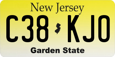 NJ license plate C38KJO