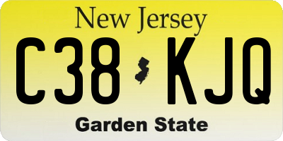 NJ license plate C38KJQ