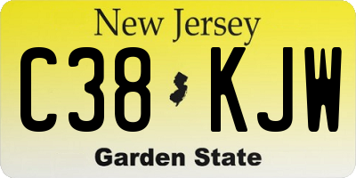 NJ license plate C38KJW