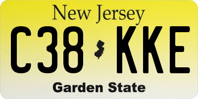 NJ license plate C38KKE