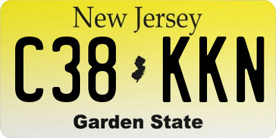 NJ license plate C38KKN