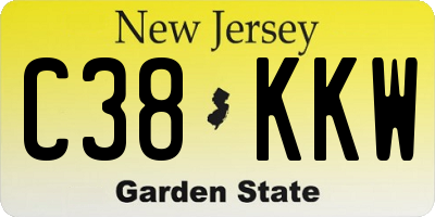 NJ license plate C38KKW