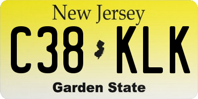 NJ license plate C38KLK