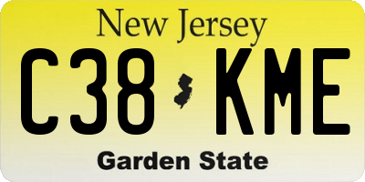 NJ license plate C38KME