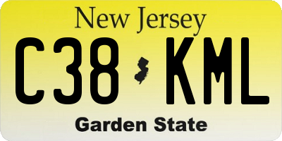 NJ license plate C38KML