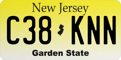 NJ license plate C38KNN
