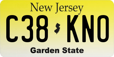 NJ license plate C38KNO