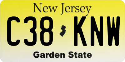 NJ license plate C38KNW