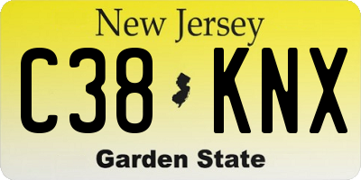 NJ license plate C38KNX