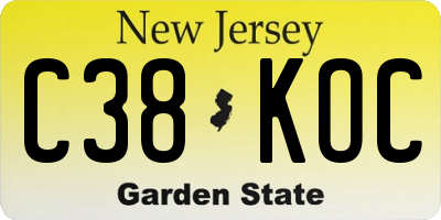 NJ license plate C38KOC