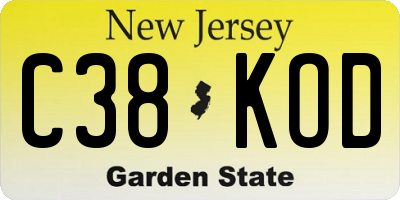 NJ license plate C38KOD
