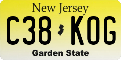 NJ license plate C38KOG