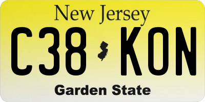 NJ license plate C38KON