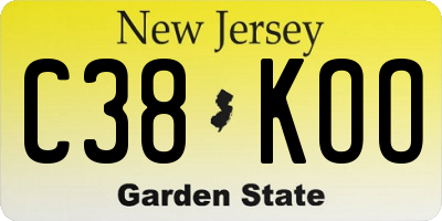 NJ license plate C38KOO