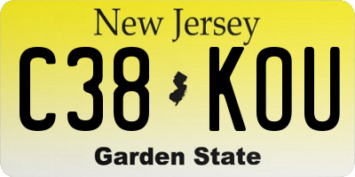 NJ license plate C38KOU