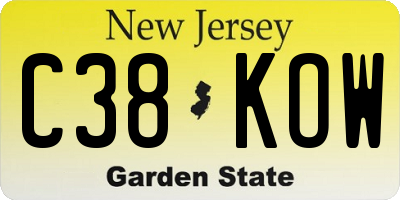 NJ license plate C38KOW