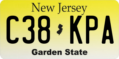 NJ license plate C38KPA