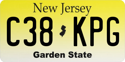 NJ license plate C38KPG