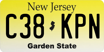 NJ license plate C38KPN