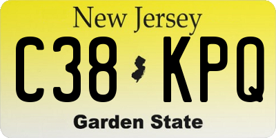 NJ license plate C38KPQ