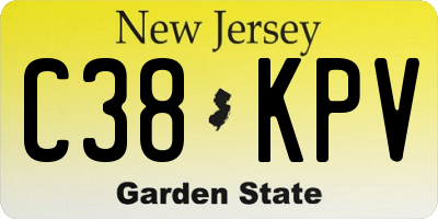 NJ license plate C38KPV